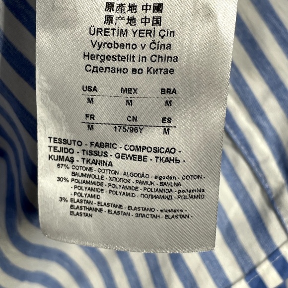 Armani Exchange Shirt Womens Medium blue white designer pop pull over blouse - Picture 4 of 9